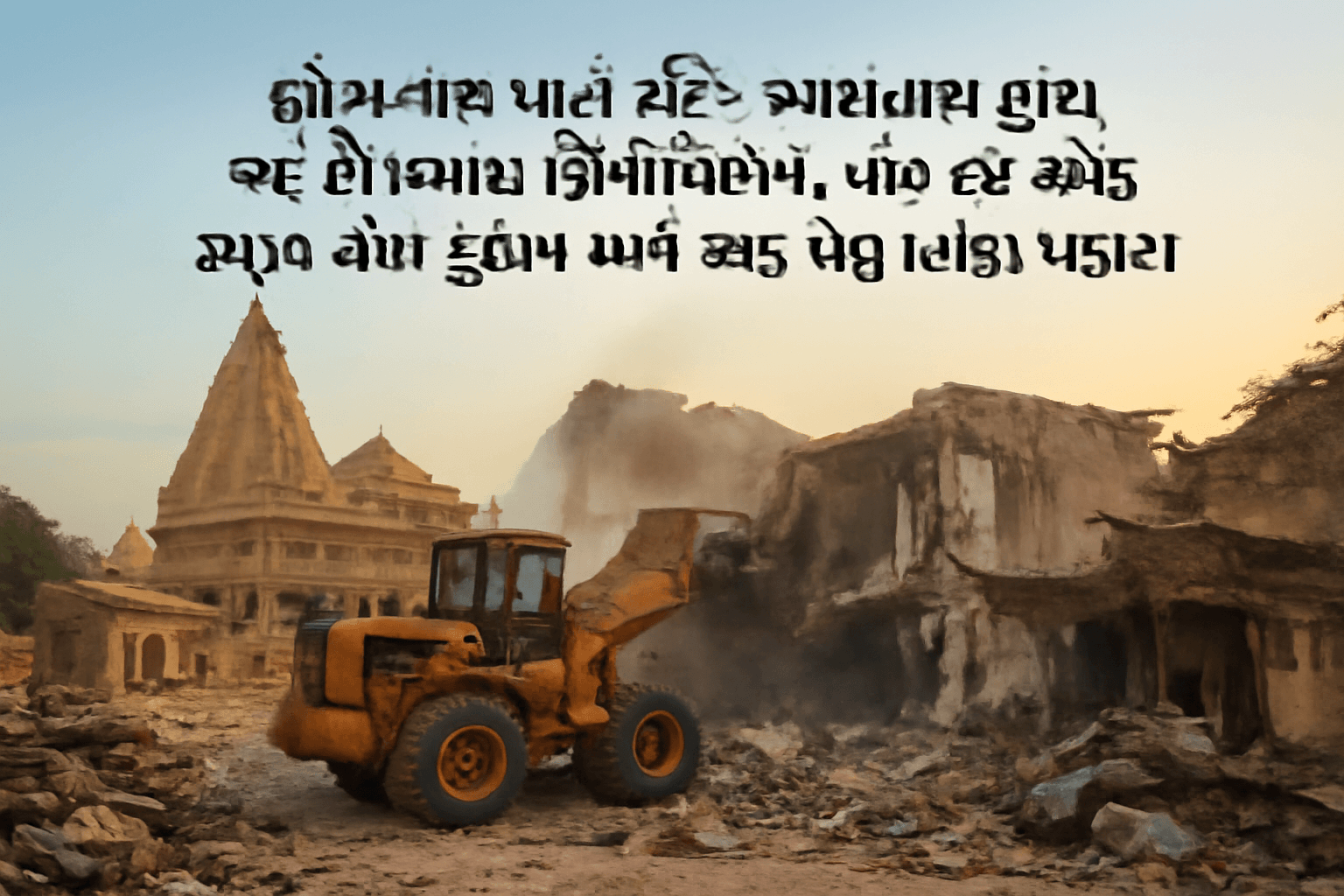 સોમનાથ ખાતે મંદિર આસપાસ દ્વારા વહેલી સવારે ડિમોલિશન, એક ધાર્મિક સ્થળ-ત્રણ દુકાન અને એક મકાન તોડી પડાયા