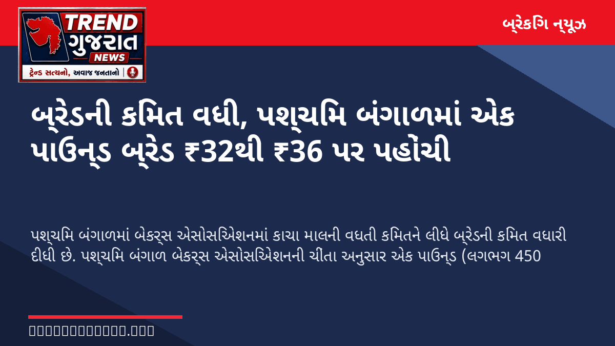 બ્રેડની કિંમત વધી, પશ્ચિમ બંગાળમાં એક પાઉન્ડ બ્રેડ ₹32થી ₹36 પર પહોંચી